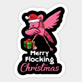 Funny Flamingo Dabbing Merry Flocking Christmas Gift Sticker